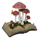 Enchanted Fairy Garden Toadstool Mushrooms Sprouting from Spell Book Figurine