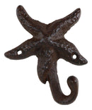 Cast Iron Rustic Starfish Sea Stars Wall Hanger Coat Jacket Towel Hook Set Of 3