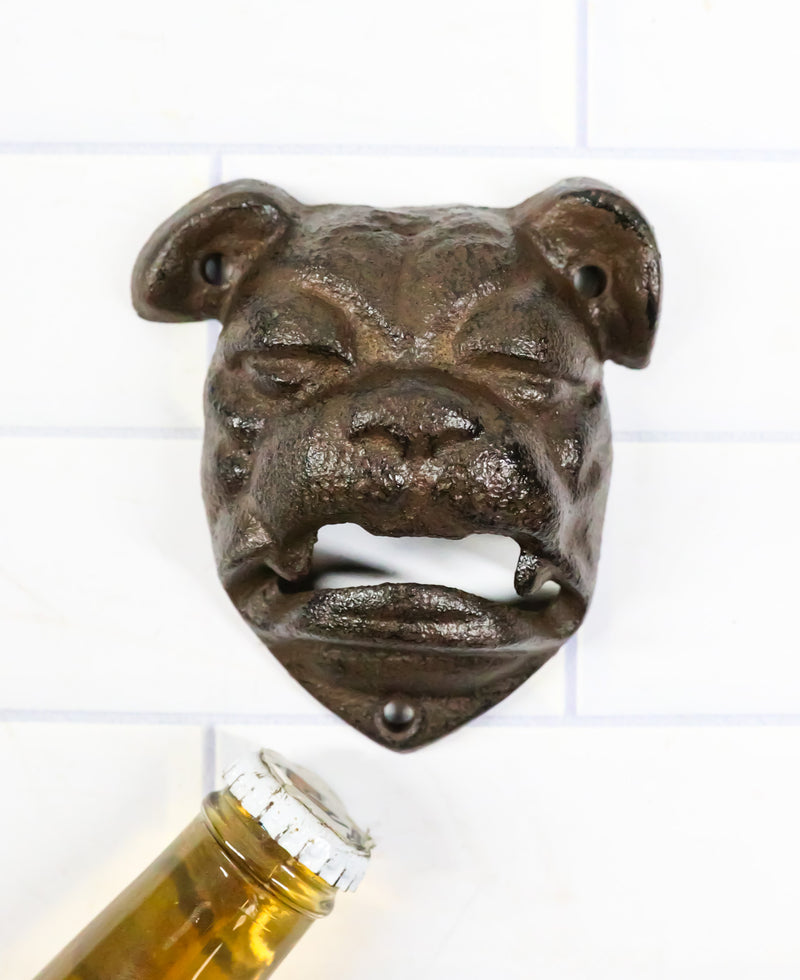 Set Of 2 Cast Iron Western Rustic Canine Dog Bulldog Wall Beer Bottle Opener