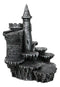 Medieval Stonewall Castle Fortress On Rock Steppes Display Stand W/ LED Figurine