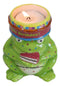 Whimsical Party Happy Birthday Green Frog Ceramic Tea Light Votive Candle Holder