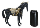 Gothic Macabre Black Dark Unicorn Horse With Skeleton Bones And Skulls Figurine