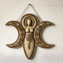 Wiccan Mystical Neopagan Spiral Goddess Lunar Triple Moon Wall Decor Plaque