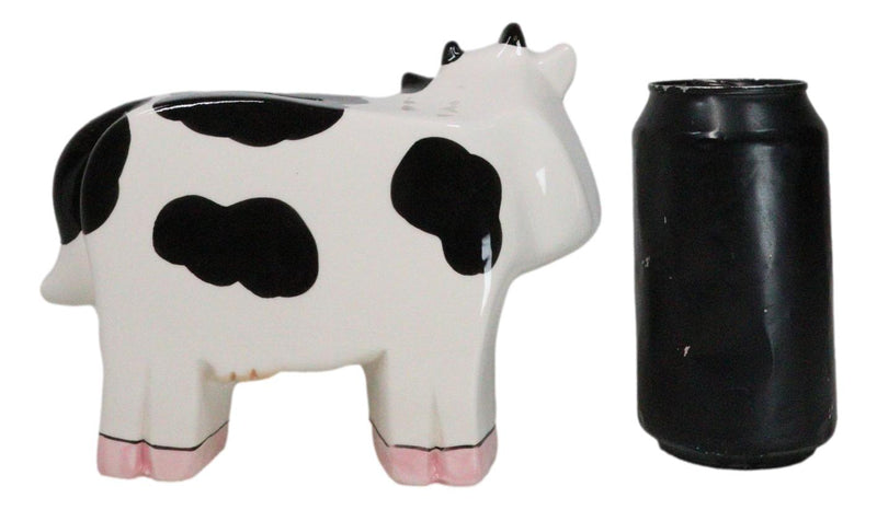 Whimsical Boxy Holstein Bovine Milk Cow Money Coin Savings Piggy Bank Figurine