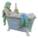 Amy Brown Aquamarine Pretty Mermaid Relaxing And Bubble Bathing in Tub Figurine