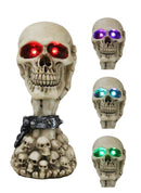 Shackled Skeleton Hand Holding Skull with LED Eyes With Morphing Skulls Figurine