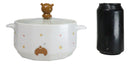 Ceramic Whimsical Honey Bees Bear 30oz Noodle Dessert Food Bowl W/ Glass Lid