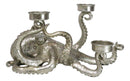 Contemporary Silver Marine Ocean Octopus Tentacles Trio Votive Candle Holder