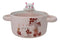 Ceramic Pink Rabbit In Mushroom Forest 30oz Noodle Dessert Bowl W/ Glass Lid