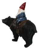 Whimsical Mr Old Gnome Riding On Harnessed Black Bear Figurine Rustic Western