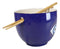 Blue And Gold Wicca Mystic Evil Eye Of Providence Porcelain Bowl With Chopsticks