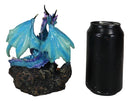 Blue Frozen Arctic Dragon Holding Pearl and Gothic Sword Letter Opener Figurine