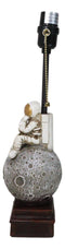 Deep Space Exploration Astronaut Landing On Cratered Moon Desktop Table Lamp