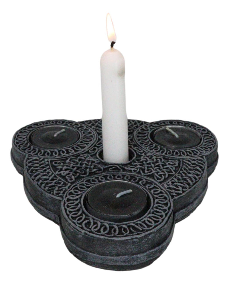 Wicca Triple Goddess Celtic Knotwork Triquetra Triple Votives Taper Candleholder