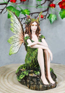 Sitting Pretty Tribal Elf Pixie Earth Fairy in Green Foliage Dress Figurine