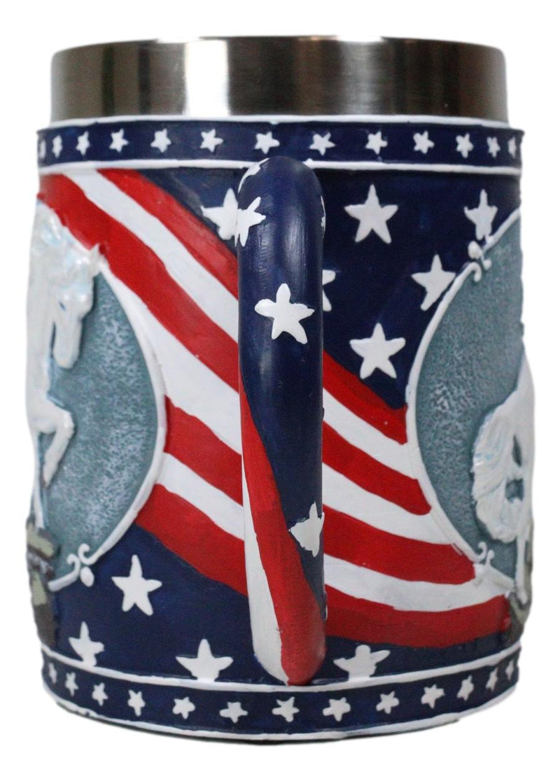 The Trail Of Painted Ponies Unconquered American Flag Patriot Horse Tankard Mug