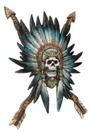 Southwestern Native Indian Chief Skull With Roach And Crossed Arrows Wall Decor