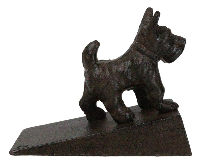 Rustic Cast Iron Whimsical Canine Scottish Terrier Dog Door Stop Stopper Wedge