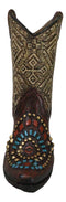 Rustic Western Colorful Aztec Mosaic Patterns Cowgirl Boot Vase Holder Figurine