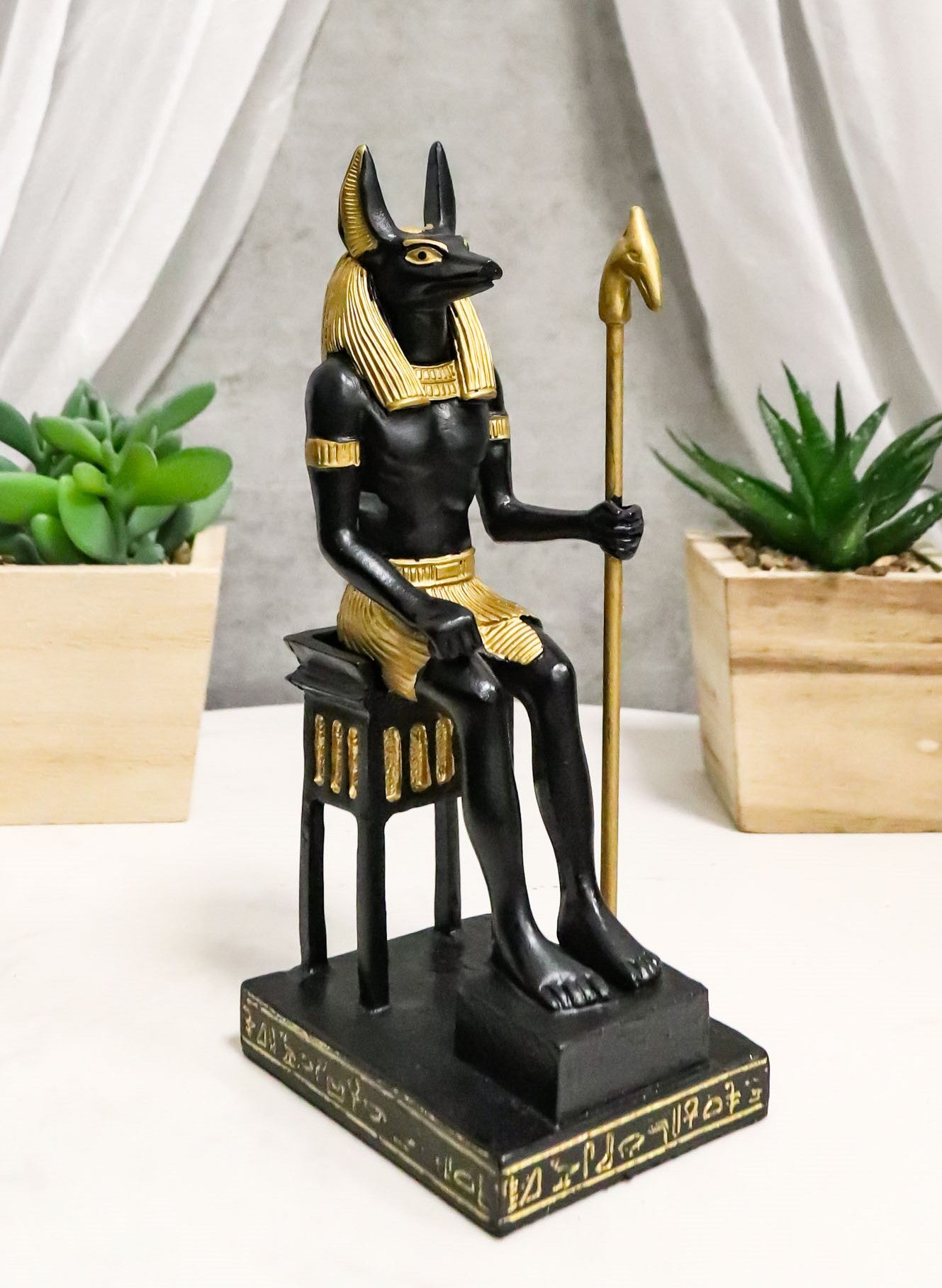 Ancient Egyptian God Anubis Sitting On Throne Statue Deity Lord of The ...