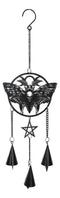 Macabre Death's Head Skull Black Moth Pentagram Wall Hanging Decoration Chime