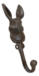 Pack Of 2 Cast Iron Farmhouse Rustic Whimsical Bunny Rabbit Wall Coat Hooks