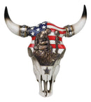 Western Patriotic USA Flag Helmet Rifle Soldier Memorial Cow Skull Wall Decor