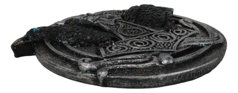 Norse Viking Knotwork Thor Hammer Mjolnir With Black Ravens Incense Burner