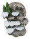 Snow Capped Wolf Den Rocky Cave Lair With Pine Trees LED Display Stand Sculpture