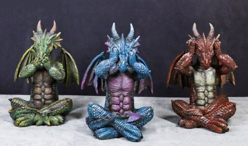 Dungeons And Dragons See Hear Speak No Evil Wise Dragons Set of 3 Figurines