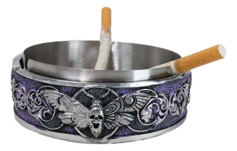 Occultic Wicca Witchcraft Dark Triple Moon Death Moth Skull Cigarette Ashtray