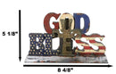 Rustic Western Patriotic United States Flag With Cross God Bless Desktop Plaque