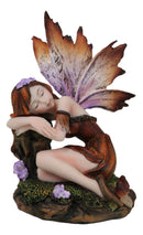 Sleeping Autumn Fall Pumpkin Orange Girl Fae Fairy In Enchanted Garden Figurine