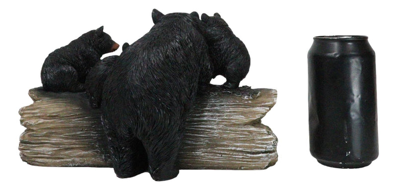 Rustic Wildlife Forest Black Bear Fishing By Rocky River Bank Figurine