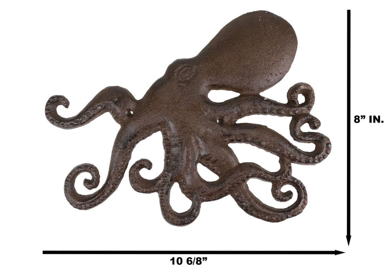 Cast Iron Nautical Marine Deep Sea Octopus Wall Decor Plaque Coastal Ocean Beach