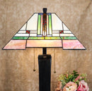 Frank Lloyd Wright Mission Style Pyramid Translucent Glass Side Table Lamp Decor