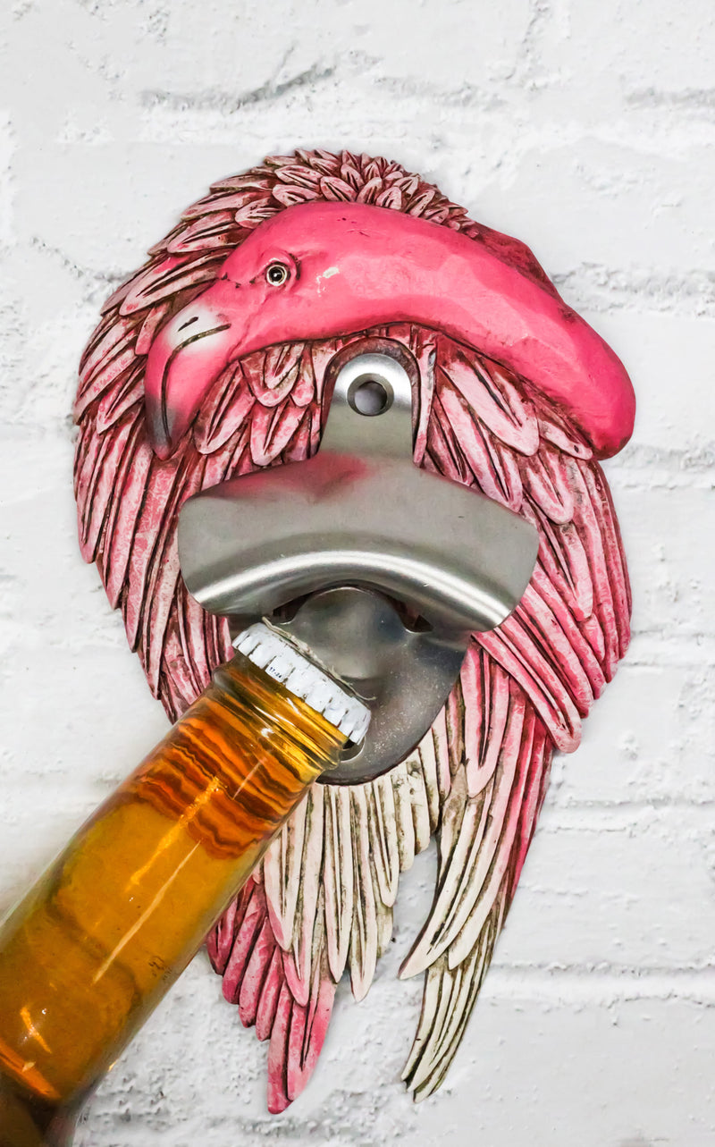 Tropical Paradise Wading Bird Pink Flamingo Wall Mounter Beer Bottle Opener