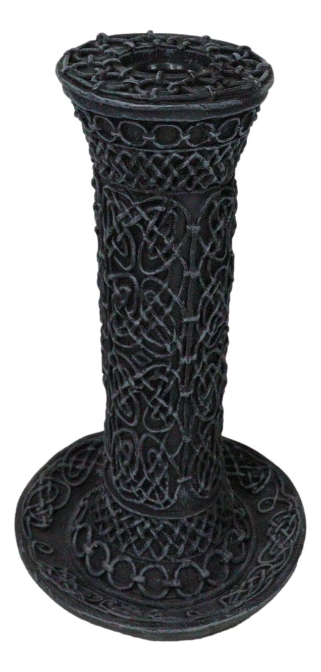 Wicca Celtic Knotwork Sacred Symbols Dark Art Taper Candle Holder Figurine