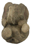 Whimsical Safari Savanna Baby Calf Elephant Cradling On Its Back Figurine