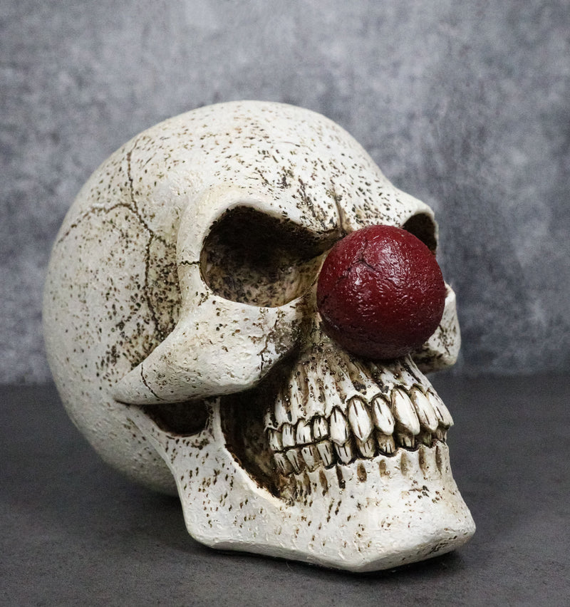 Halloween Creepy IT Jester Clown Harlequin Skull with Maroon Nose Figurine