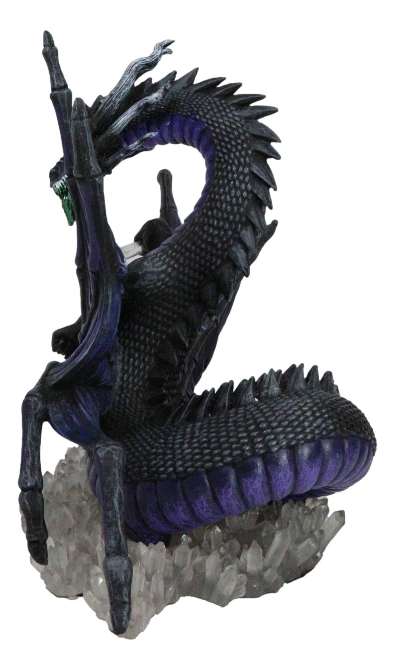 Earth Elemental Purple Moonlight Spider Arachnafaria Dragon On Crystals Statue