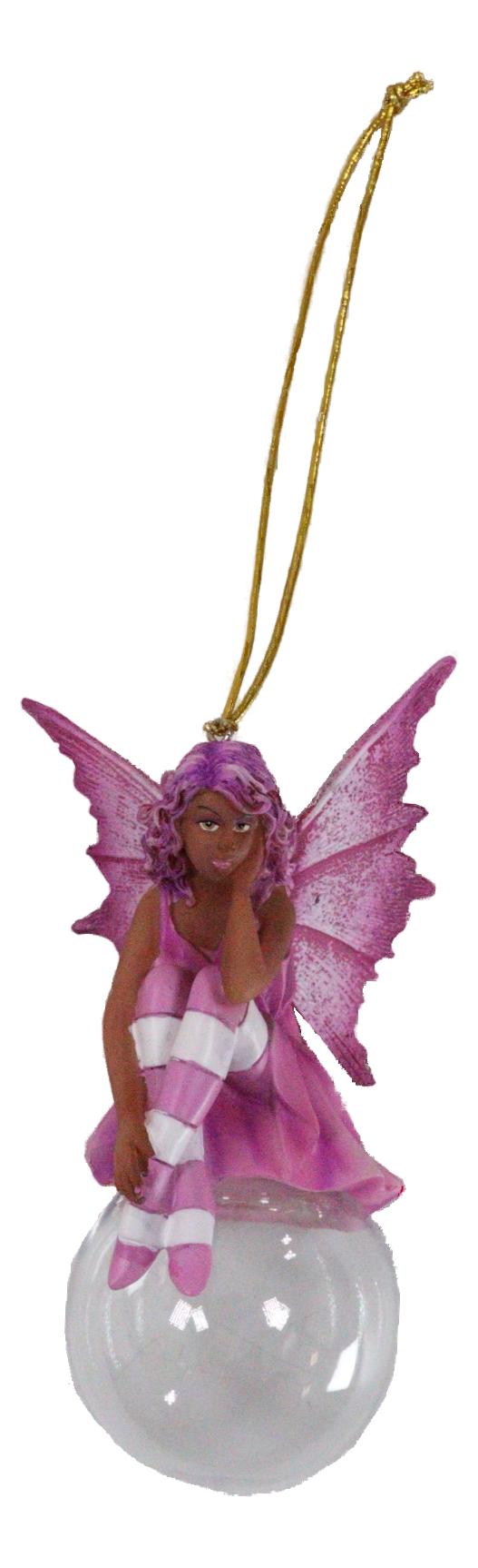 Pink Peony Bubble Rider Fairy Hanging Ornament Amy Brown Holiday Collection