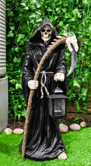 Time Waits For No Man Grim Reaper Holding Scythe And Solar LED Lantern Statue