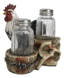 Country Rustic Farm White Breasted Chicken Rooster Salt Pepper Shakers Holder