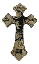 Rustic Western Faux Stone Pray Love Lord Hope Cowboy Christian Wall Cross Decor