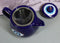 Blue Gothic Alchemy Porcelain Wicca Evil Eye Of Providence Protection Tea Pot