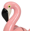 Whimsical Pink Tropical Wading Bird Flamingo Money Piggy Coin Bank Figurine