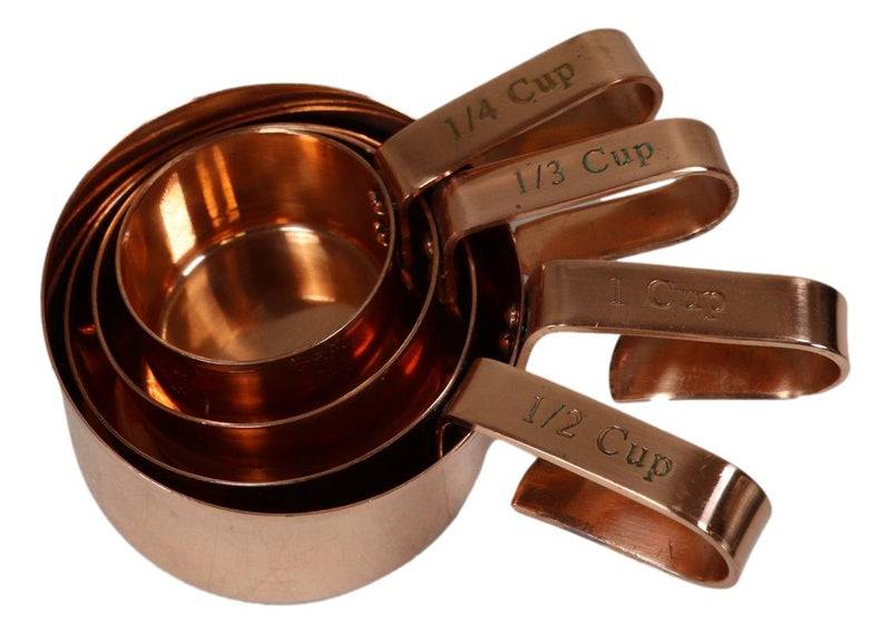 Pack Of 4 Boutique Chic Stainless Steel Copper Plated Stackable Measuring Cups