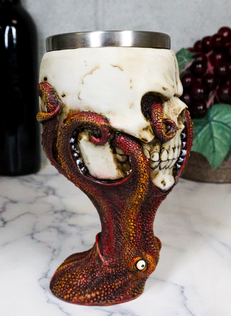 Marine Sea Cthulhu Octopus With Tentacles Wrecking Skull Wine Goblet Chalice