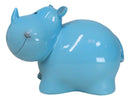 Whimsical Pastel Blue Pachyderm Rhino Money Coin Savings Piggy Bank Figurine